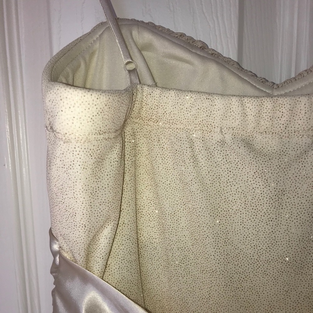 NWOT cream, shimmery dress w/ satin bow - Picture 6 of 8